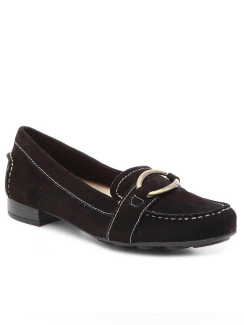 Anne Klein Suede Hanya Loafer Black Suede Leather Women’s Size 6 Flats Shoes